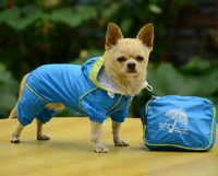 Double-layer mesh four-legged water-proof dog raincoat Blue