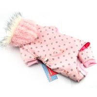 Bear & Dotted printing flannel hat four-legged winter dog coat Rose