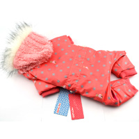 Bear & Dotted printing flannel hat four-legged winter dog coat Coral