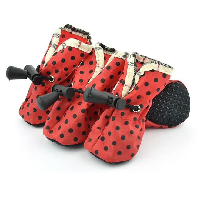 Dot oxford pet shoe cover Red/Black