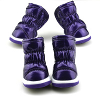 Purple New Fold Space leather Dog warm Boots Lining Plush
