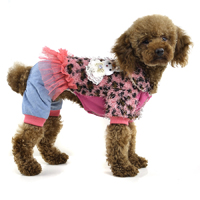 Leopard Casual four-legs winter dog clothes - Deeppink