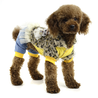 Leopard Casual four-legs winter dog clothes - Deeppink