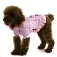 100% cotton printed dog coat with Bow Decoration - Blue