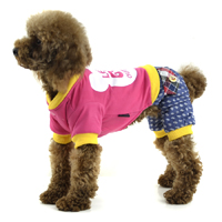 England style Cotton printed four-legged winter dog clothes - Pink