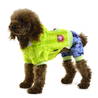 Stripes Crystal velvet winter pet clothing with petals decorated - Blue