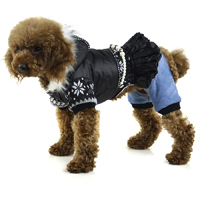 Classic Waterproof Winter Dog clothes Snow and necklace decoration - Black