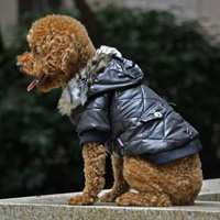 Fashion zipper design Adjustable button Winter Dog Clothes Red