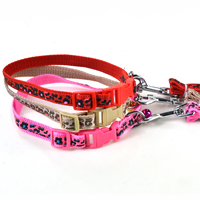 Gold Silk Embroidery Design Dog Collars and Dog Leashes Set