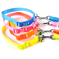 Fluorescent Color Blank Nylon Dog Collars Release Buckles Small Bell