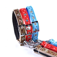 Small Bow Pattern Dog Collars Pin Buckles Soft Foam Lining