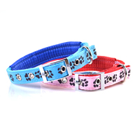 Paws Pattern Dog Collars and Dog Leashes Set Soft Foam Lining