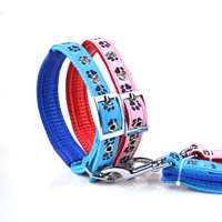 Waves Pattern Dog Collars and Dog Leashes Set Soft Foam Lining