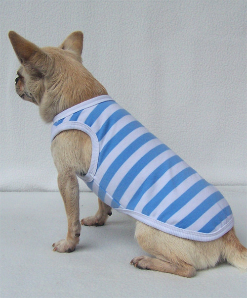 Blue and White Striped Dog Tank